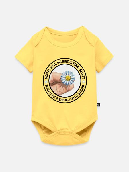 Gänseblümchen im Handblumenkreis - Baby Premium Kurzarmbody - Pastellgelb