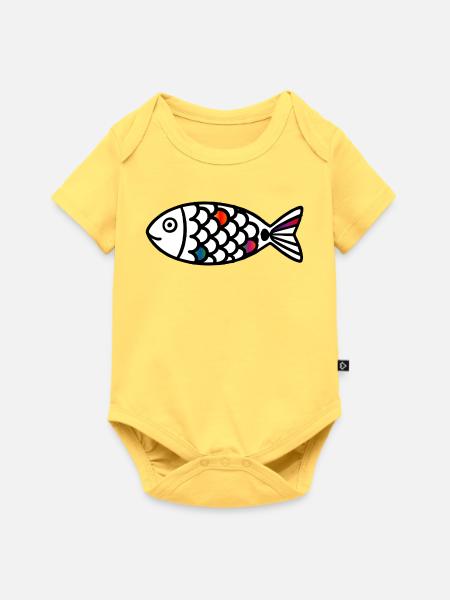 Abstrakter Fisch | Modernes Meeresmotiv - Baby Premium Kurzarmbody - Pastellgelb