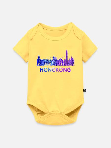 Hongkong Skyline - Baby Premium Kurzarmbody - Pastellgelb