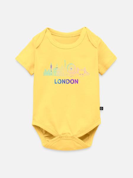 London City Skyline - Baby Premium Kurzarmbody - Pastellgelb