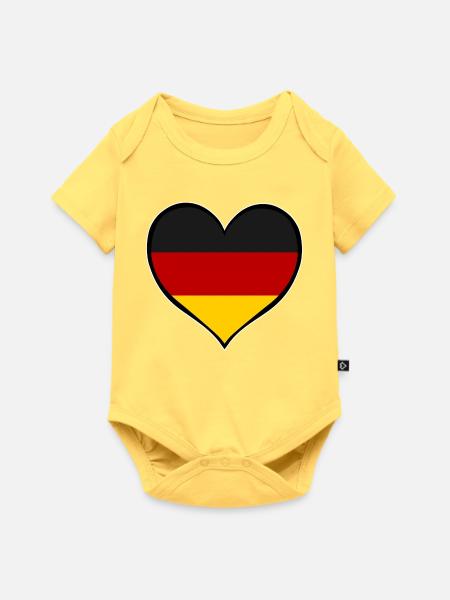 Deutschland Herz Flagge - Baby Premium Kurzarmbody - Pastellgelb