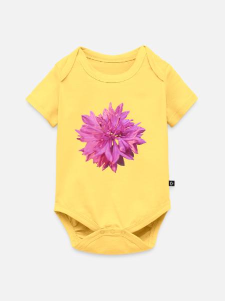Rosa Kornblume - Baby Premium Kurzarmbody - Pastellgelb