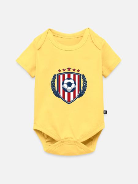 Star Stripe Football Shield - Baby Premium Kurzarmbody - Pastellgelb