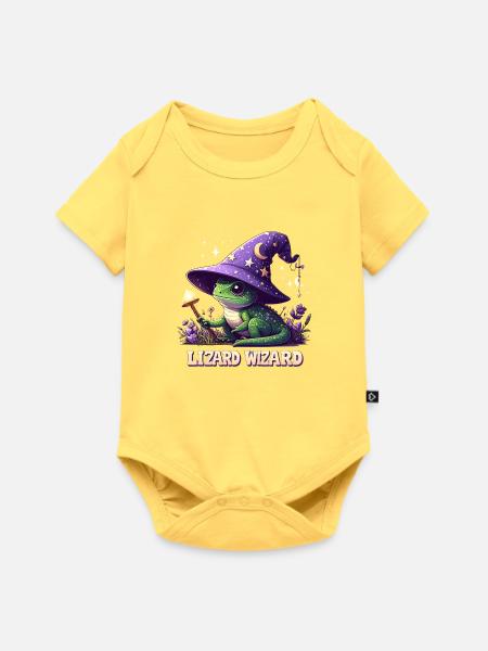 Lizard Wizard Sternenhut - Baby Premium Kurzarmbody - Pastellgelb