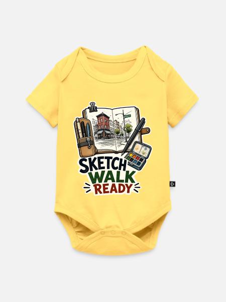 SKETCH WALK READY - Baby Premium Kurzarmbody - Pastellgelb
