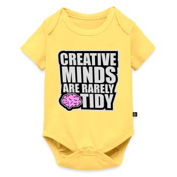 Les esprits créatifs sont rarement bien rangés Logo créatif drôle - Body à manches courtes Premium Bébé - jaune pastel - Devant