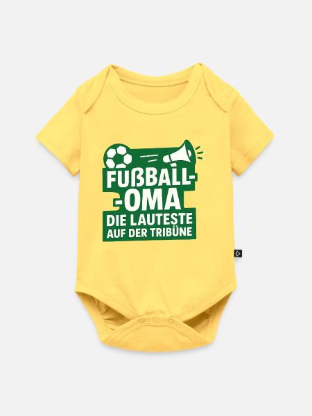 Fußball Oma – Die lauteste Tribüne - Baby Premium Kurzarmbody - Pastellgelb