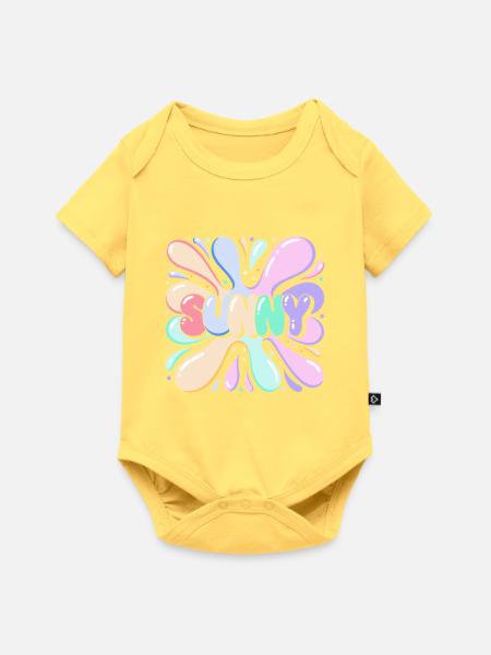 Burst Pastel Sunny – Bubblé-Muster - Baby Premium Kurzarmbody - Pastellgelb