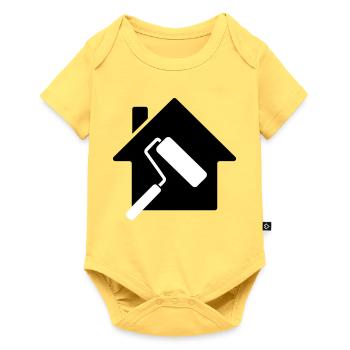 Motif de rouleau à peinture de la maison de peintre - Body à manches courtes Premium Bébé - jaune pastel - Devant