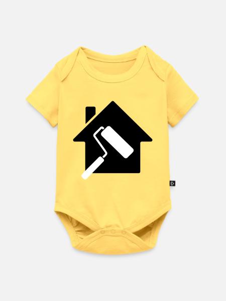 Maler Haus Farbrolle Motiv - Baby Premium Kurzarmbody - Pastellgelb