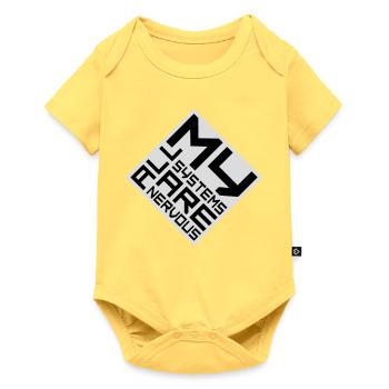 Tous mes systèmes sont nerveux, peur drôle, logo de nerd - Body à manches courtes Premium Bébé - jaune pastel - Devant