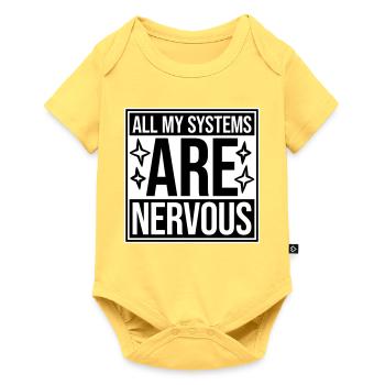Tous mes systèmes sont nerveux, peur drôle, logo de nerd - Body à manches courtes Premium Bébé - jaune pastel - Devant