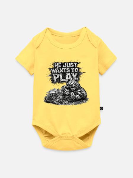 Mountainbiker, er will nur spielen - Baby Premium Kurzarmbody - Pastellgelb