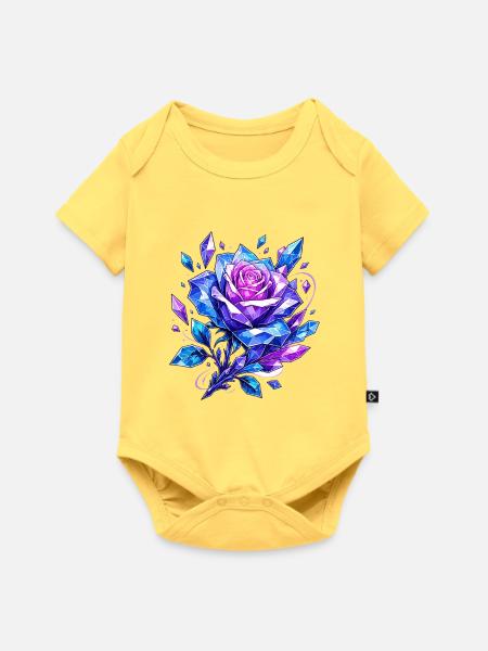 Kronenrose Kristallblau - Baby Premium Kurzarmbody - Pastellgelb