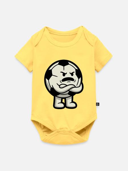 Grumpy Soccer Ball Maskottchen - Baby Premium Kurzarmbody - Pastellgelb
