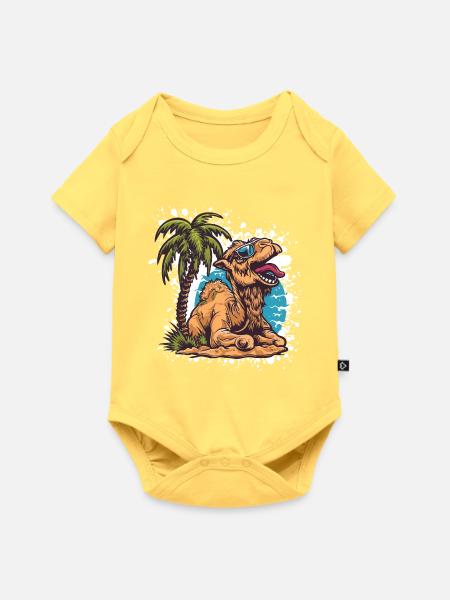 Kamel Sommer Comic - Baby Premium Kurzarmbody - Pastellgelb