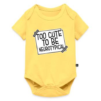 Too Cute To Be Neurotypical Funny Autism Logo - Baby Premium short-sleeve bodysuit - sky yellow - Front