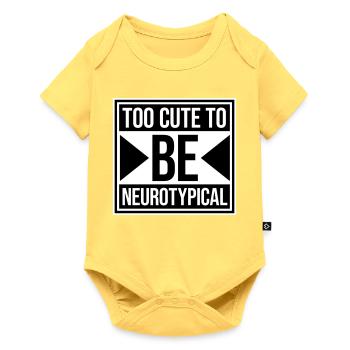 Too Cute To Be Neurotypical Funny Autism Logo - Baby Premium short-sleeve bodysuit - sky yellow - Front