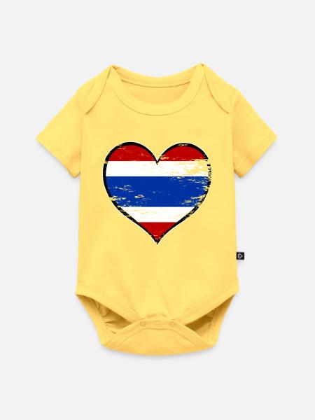 Thailand Herzflagge used - Baby Premium Kurzarmbody - Pastellgelb