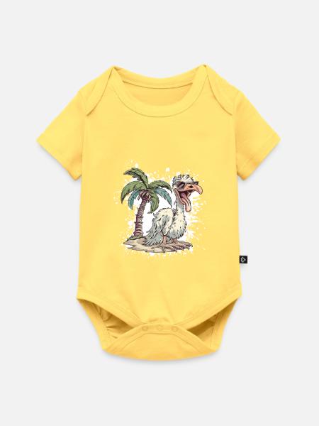 Strauß Sommer Comic - Baby Premium Kurzarmbody - Pastellgelb