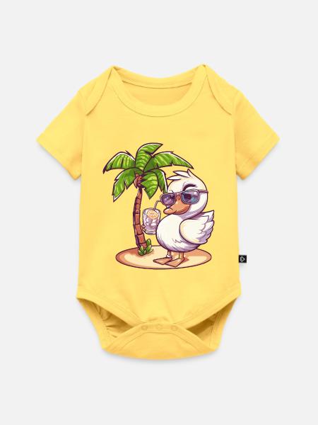 Gans Sommer Palme - Baby Premium Kurzarmbody - Pastellgelb