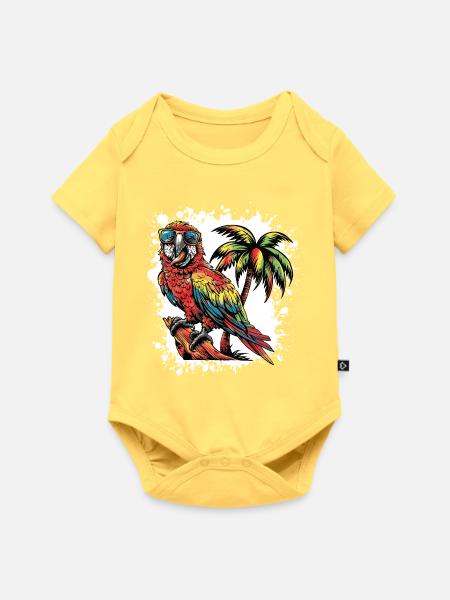 Papagai Sommer Comic - Baby Premium Kurzarmbody - Pastellgelb