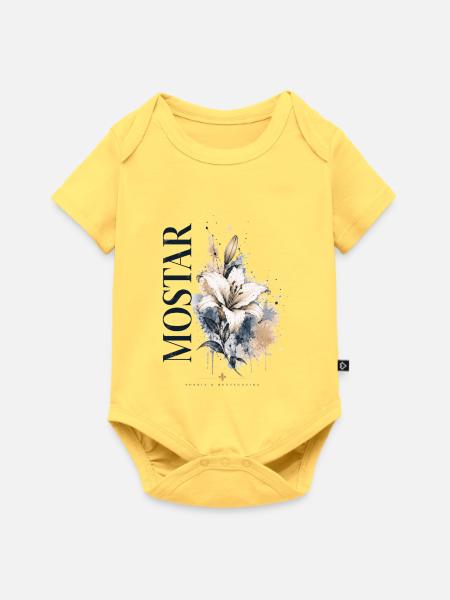 Lilien Aquarell Splash - Baby Premium Kurzarmbody - Pastellgelb