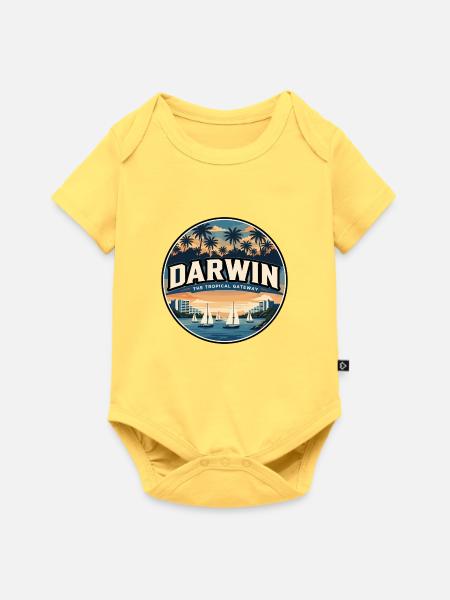 Retro Darwin Mindil Beach Reiseabzeichen - Baby Premium Kurzarmbody - Pastellgelb