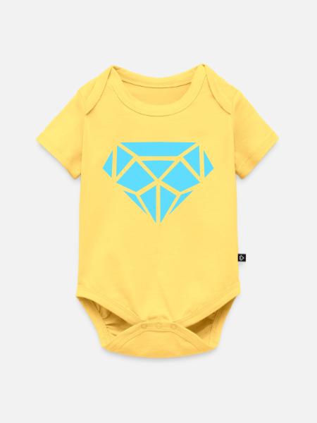 Geometrischer Diamant in Eisblau - Baby Premium Kurzarmbody - Pastellgelb