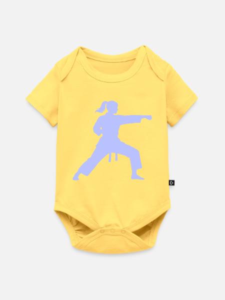 Kampfkunst Silhouette Karate - Baby Premium Kurzarmbody - Pastellgelb