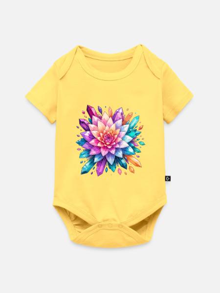 Kristallrose Farbexplosion - Baby Premium Kurzarmbody - Pastellgelb
