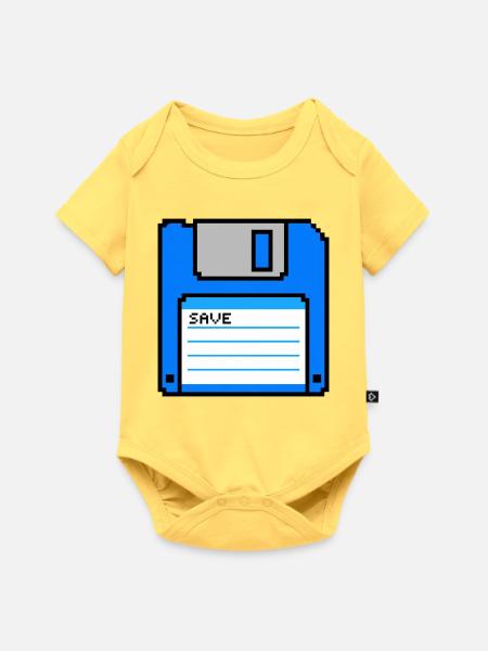 Retro Diskette Gaming T-Shirt Save - Baby Premium Kurzarmbody - Pastellgelb