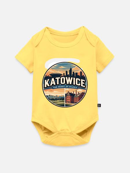 Retro Katowice Spodek Arena-Abzeichen - Baby Premium Kurzarmbody - Pastellgelb