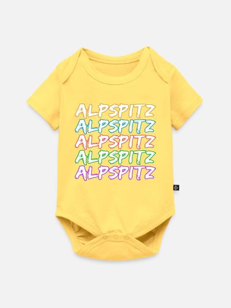 Alpspitz als Bergsteigen - Baby Premium Kurzarmbody - Pastellgelb