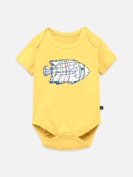 Fisch - Baby Premium Kurzarmbody - Pastellgelb