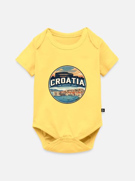 Retro Kroatien Dubrovnik Mauerabzeichen - Baby Premium Kurzarmbody - Pastellgelb