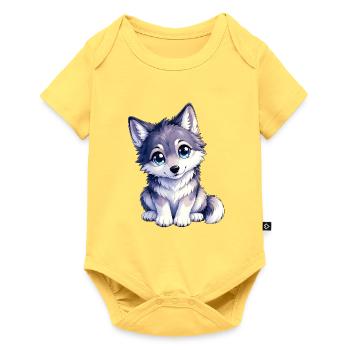 Cuddly wolf puppy with blue eyes - Baby Premium short-sleeve bodysuit - sky yellow - Front