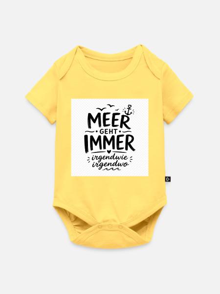 Meer geht immer – irgendwo - Baby Premium Kurzarmbody - Pastellgelb