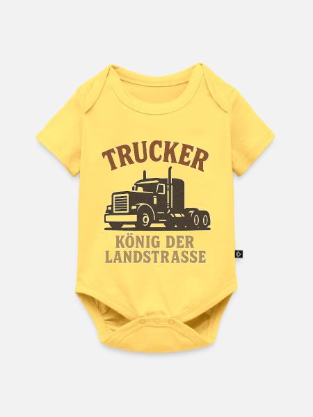 Trucker König der Landstraße - Baby Premium Kurzarmbody - Pastellgelb
