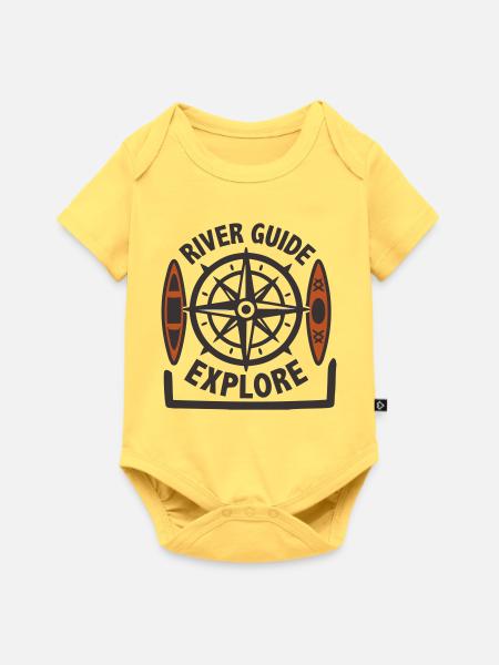 Explore Kanu Kompass Icon - Baby Premium Kurzarmbody - Pastellgelb