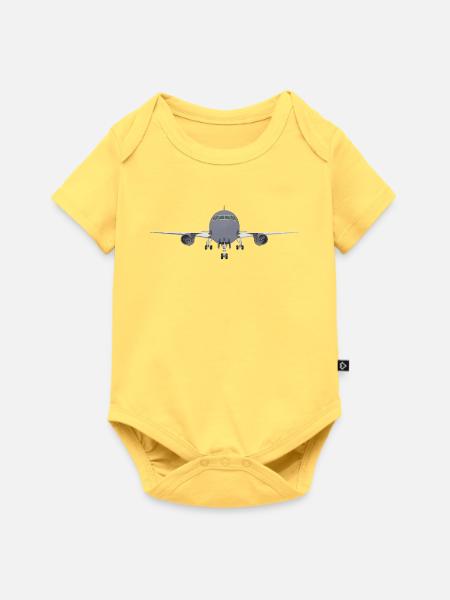 Verkehrsflugzeug Frontansicht - Baby Premium Kurzarmbody - Pastellgelb