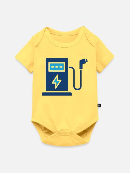 EV-Ladestation Solid Icon Elektrofahrzeug Si - Baby Premium Kurzarmbody - Pastellgelb