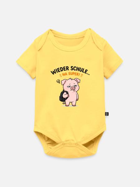 Wieder Schule Schweinchen Na Super - Baby Premium Kurzarmbody - Pastellgelb
