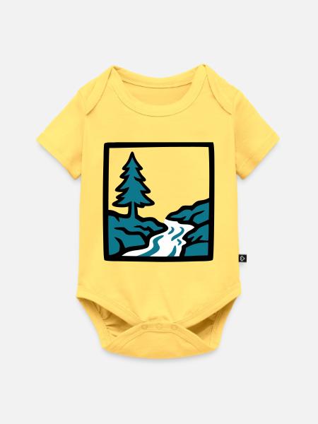 Fluss Wald Natur Logo - Baby Premium Kurzarmbody - Pastellgelb