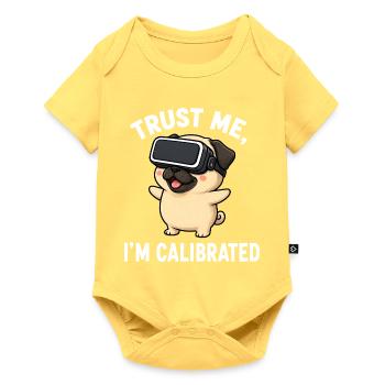 Diction de joueur de dessins animés carlin mignonne - Body à manches courtes Premium Bébé - jaune pastel - Devant
