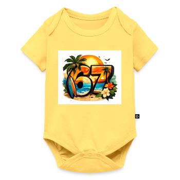 67 Surf Tropical Sunset - Body à manches courtes Premium Bébé - jaune pastel - Devant