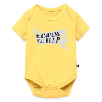 Maybe Swearing Will Help Sarkastisch Spruch Grafik - Baby Premium Kurzarmbody - Pastellgelb - Vorne
