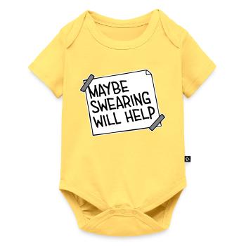 Maybe Swearing Will Help Sarkastisch Spruch Grafik - Baby Premium Kurzarmbody - Pastellgelb - Vorne