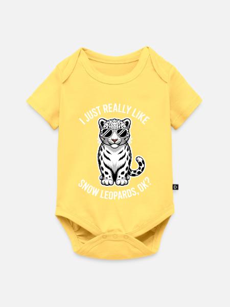 Schneeleopard Sprüche Süßes Schneeleopard Geschenk - Baby Premium Kurzarmbody - Pastellgelb