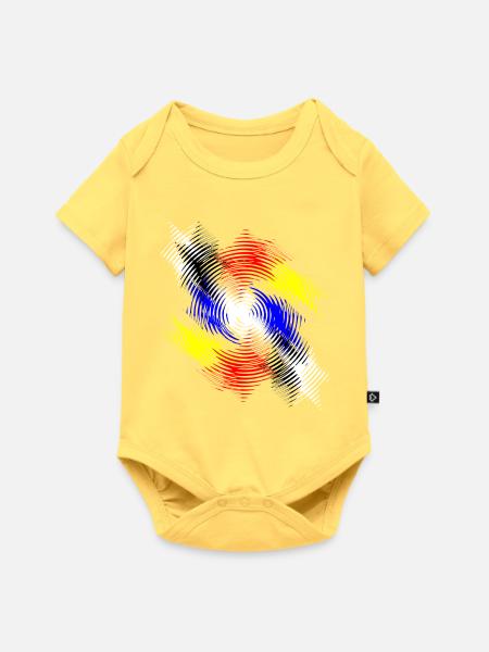 Farbwirbel Rhythmen - Baby Premium Kurzarmbody - Pastellgelb